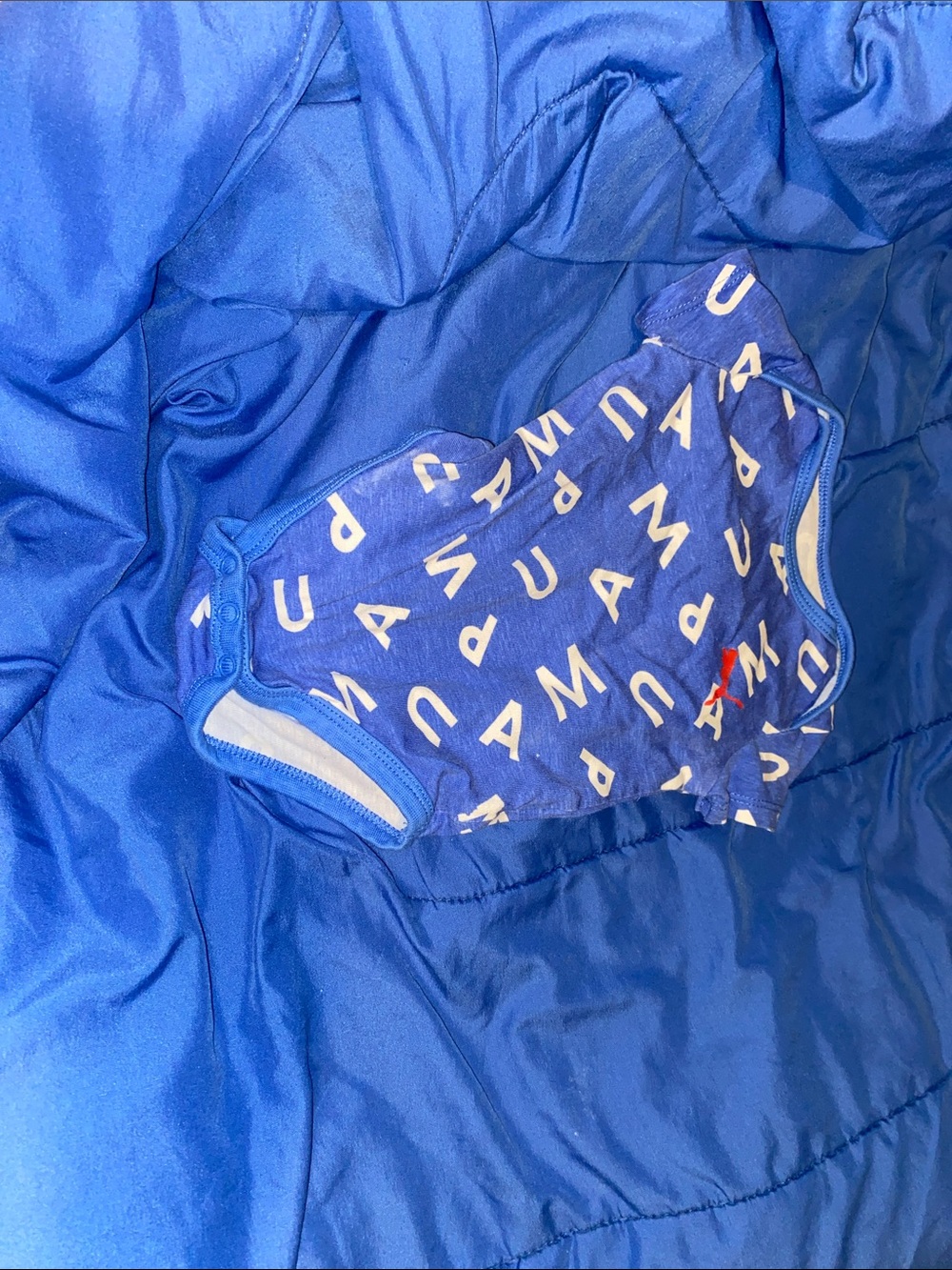 Puma Blue and White Baby Bodysuit with Red Logo